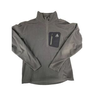 Eddie Bauer Pullover Mens Large Grey First Ascent Fleece 1/2 Zip Chest Pocket